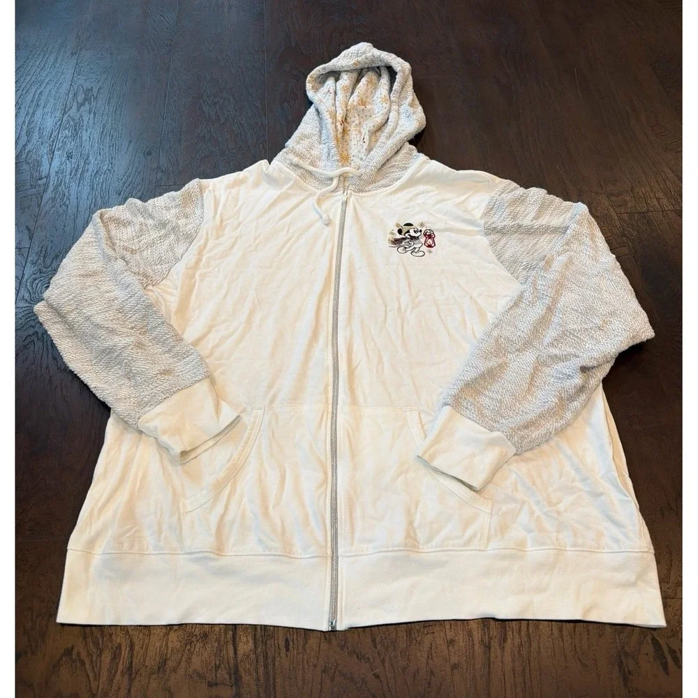 Disney Parks Mickey Mouse Winter Zip Hoodie Jacket‎ Womens Size 3x White Gray